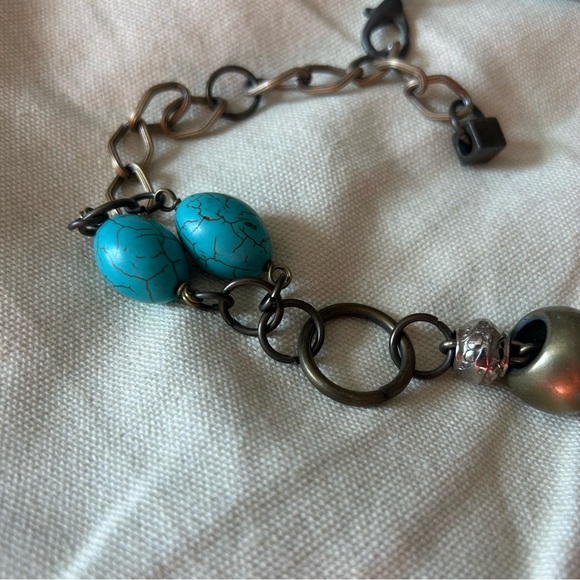 Pam Hiran Anthropologie Turquoise & Moonstone Colored Bead statement Necklace - Picture 6 of 7